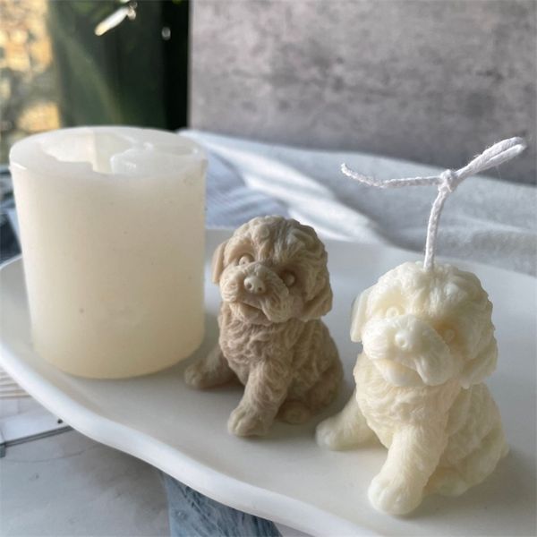 3D Teddy Puppy Silicone Diy Dog Wax Candle Fazendo sabão resina Argila Molde de Natal Craft Supplies Decoração de casa 220611