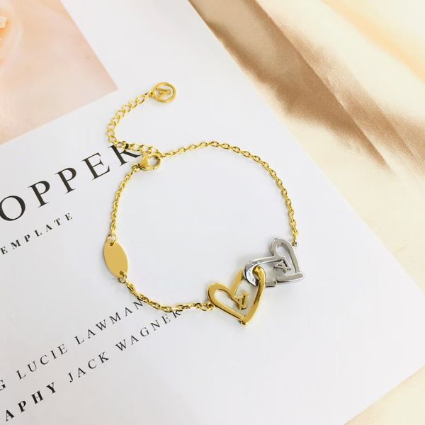 

new style designer jewelry bracelets bangle 18k gold plated 925 silver plated stainless steel wristband cuff chain women bracelet for birthd, Black