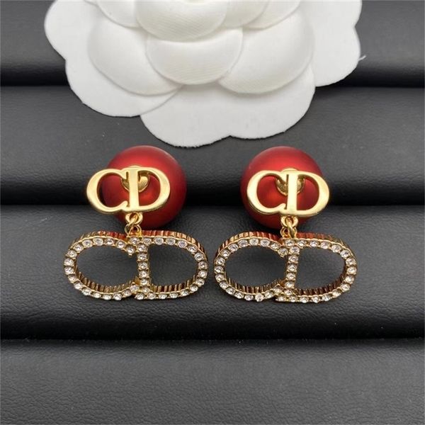 

jewelry full diamond earrings women's big pearl red same earrings 70% off outlet store sale, Golden
