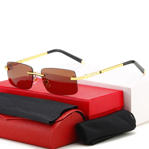 

men's carti sunglasses designer sunglass women's fashion frameless rectangular coated sun glasses uv400 glass metal men's eye, White;black