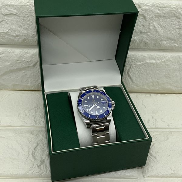 

mens luxury automatic mechanical watch blue stainless steel dial 116610 glidelock strap sub luminous 904l ceramic bezel sapphire, Slivery;brown