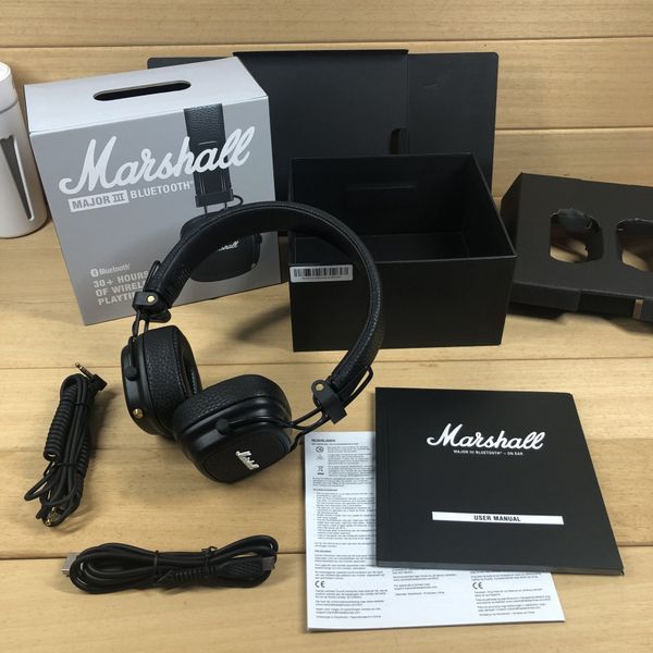 

original marshall major iii wireless bluetooth earphones wireless deep bass foldable sport gaming music headset with microphone