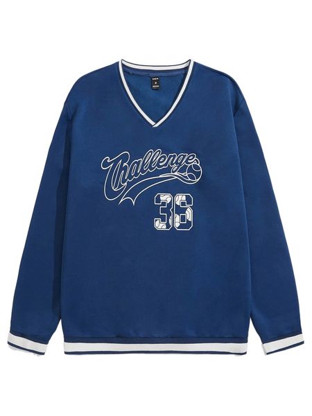 

men number & letter graphic pullover d10i#, Black