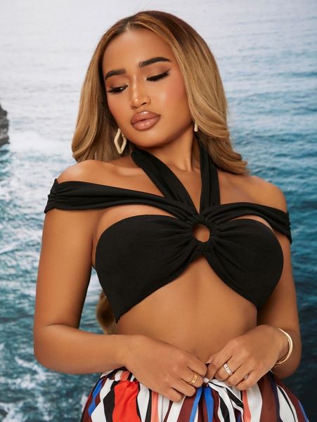 

sxy cut out ruched bust crop q3ml#, White