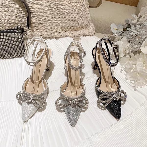Moda donna designer tacchi alti scarpe eleganti in pelle di lusso farfalla cristallo scarpe da principessa sandali banchetto matrimonio lavoro festa scarpe da ballo