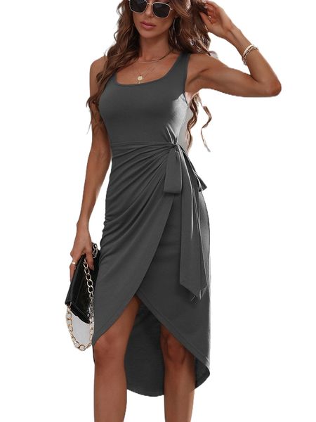 

tie side tank dress t0du#, Black;gray