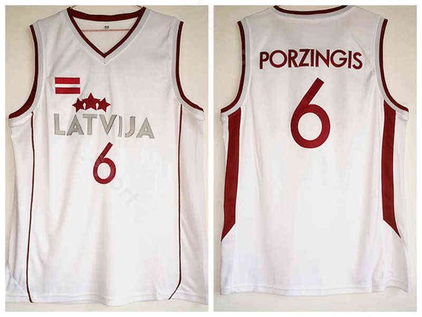 

kristaps porzingis jersey 6 men moive basketball white latvija jerseys sport university pure cotton, Black