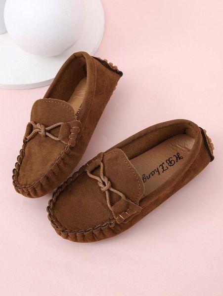 

boys knot decor stitch detail loafers she, Black;grey