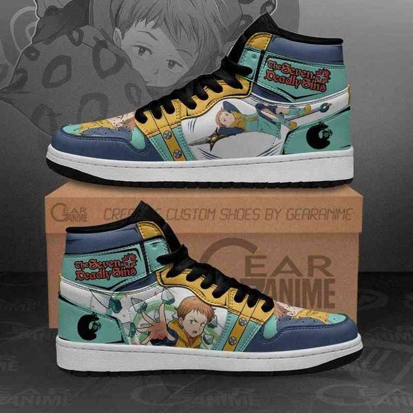 

seven deadly sins king sneakers anime custom shoes, Black