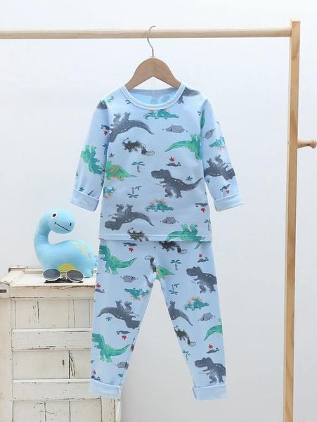 

toddler boys dinosaur print pj set she01, Blue;red