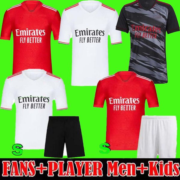 

21 22 23 fans player version benfica soccer jersey seferovic waldschmidt everton pizzi rafa darwin g.ramos 2021 2022 home away men kids, Black;yellow