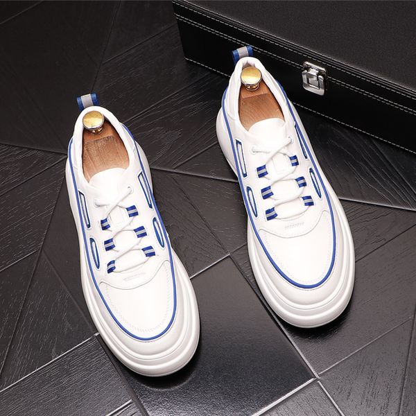 

spring autumn men wedding dress party shoes fashion breathable thick bottom outdoor sneakers british style lace-up air cushion casual walkin, Black