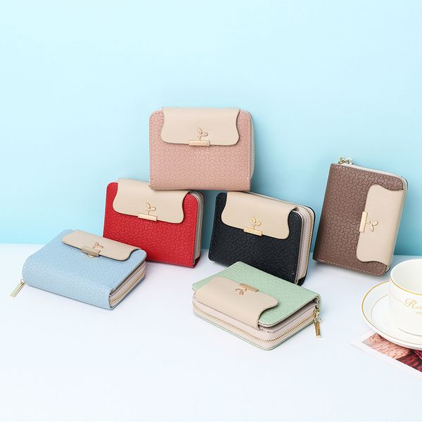 

2022 new women's purses short wallet female instagram fashionable simple all-match japanese small fresh zero wallets, Red;black