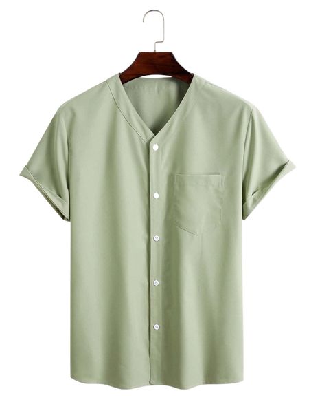 

men patched pocket solid shirt t4nv#, White;black