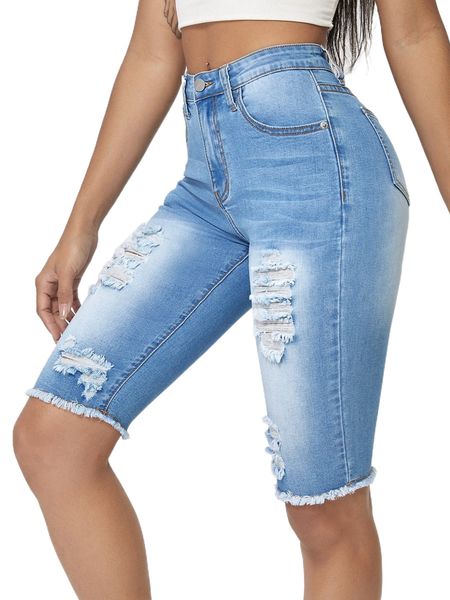 

raw hem light washed denim shorts i1ok#, White;black