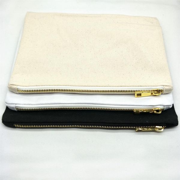 

100pcs lot 7x10 inches blank natural cotton cosmetic bag 12 oz natural canvas zipper pouch plain blank makeup bag stock available 2681