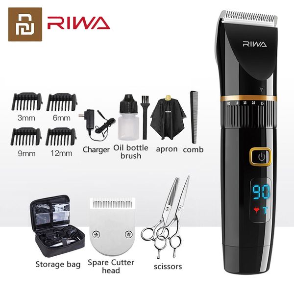 

youpin riwa hair clipper trimmer for men with led washable rechargeable clippers professional beard cutting machine 220707