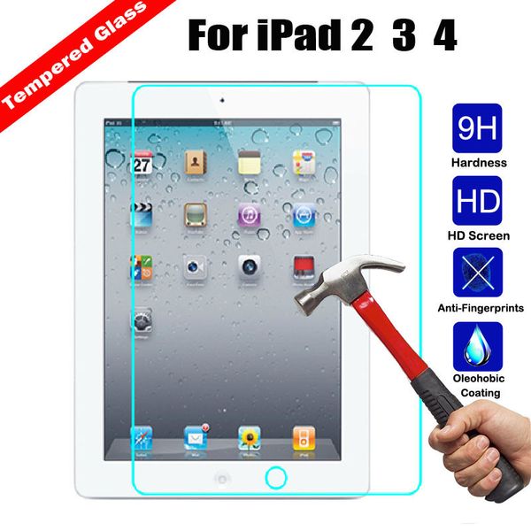 Protetor de tela de vidro temperado 0.3mm 9h 2.5D Protetor para iPad Pro 11 10.2 10.5 12.9 ipad 5 6 7 8 Mini 3 4 5 6 Protetores de telas anti-scratch com pacote de varejo