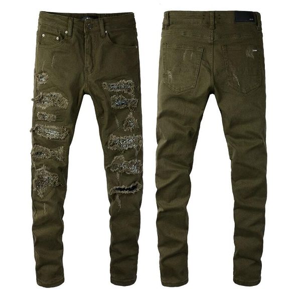 

2022 new fashion mens designer jeans ripped denim pants luxury hip hop distressed zipper trousers for male$797, Blue
