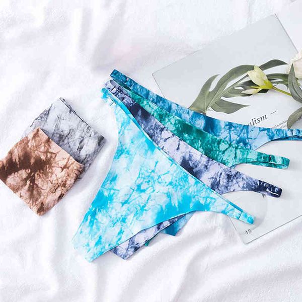 

ice silk seamless panties thin belt low waist underwear women thong printed t pants cotton crotch briefs w220324, Red;black