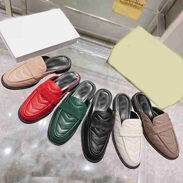 

designer slippers loafers slippers princetown brand fashion leather mules velvet slippers flat lace buckle shoes ladies loafers optional 35-, Black