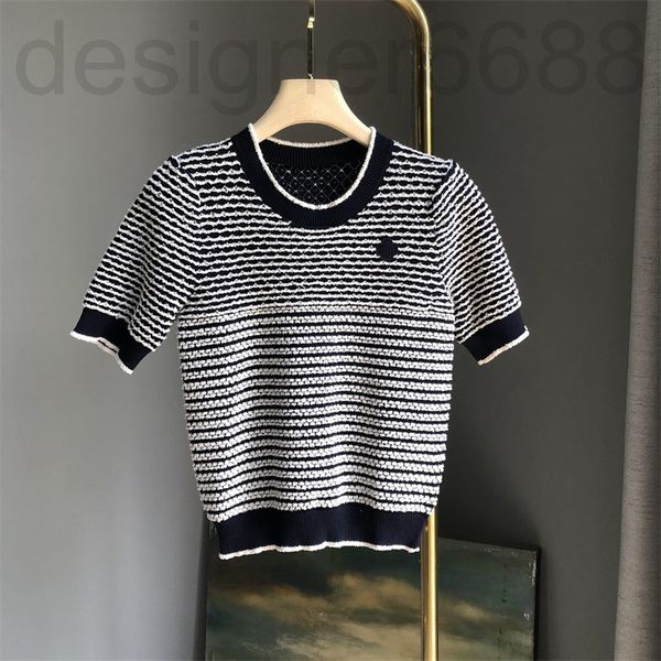 

women's sweaters designer knitwear women's summer style temperament fashion stripe thin short sleeve pullover european goods gamd, White;black