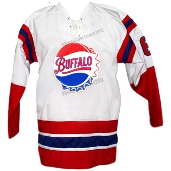 Nikivip Özel Retro Buffalo Bisons Hokey Jersey Dikiş Beyaz Boyut S-4XL Herhangi bir isim ve numara en kaliteli formalar