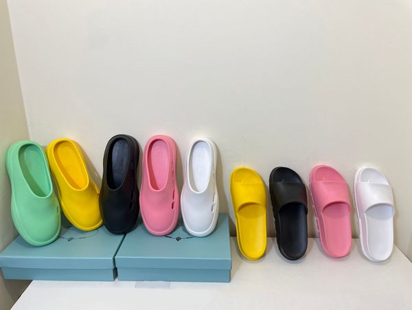

foam rubber slippers designer womens slides summer fashion multifunctional design couples scuffs with original box size 35-40, Black