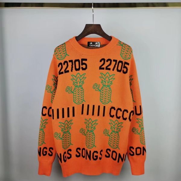 

2022fw new hip hop streetwear knitted sweater men gothic letter print pullover harajuku cotton sweater for women 84520, White;black