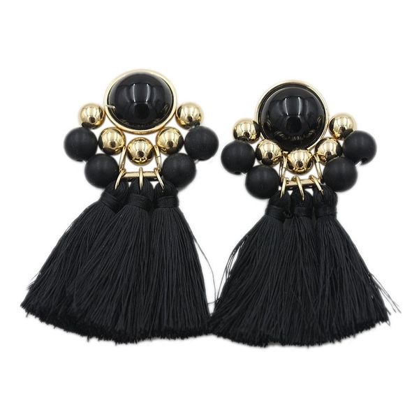 

stud the tide restoring ancient ways ears earrings female south korean joker black tassels eardrop, Golden;silver