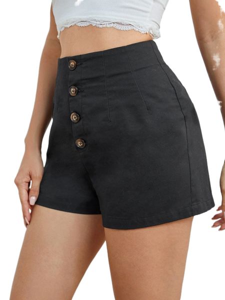 

button detail shorts w9tp#, White;black