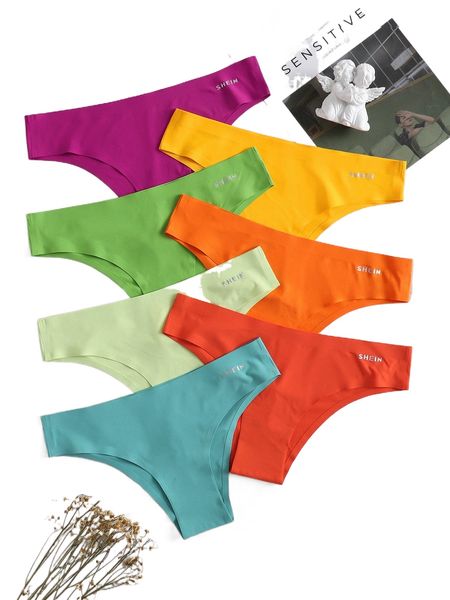 

7pack solid no show panty c2d1#, Black;red