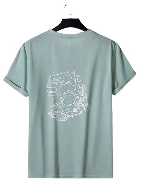 

men cartoon & japanese letter graphic tee y0jz#, White;black