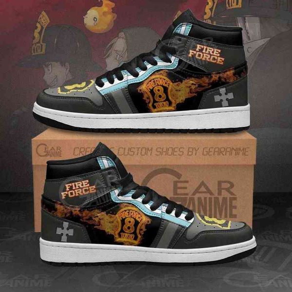 

personalized customizationfire force company 8 sneakers custom anime shoes, Black