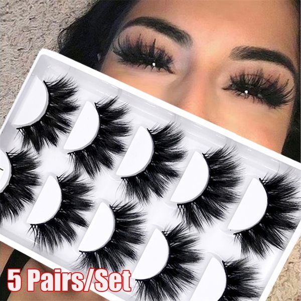 

5pairs set faux mink hair false eyelashes wispy criss cross fluffy thick natural handmade lash cruelty eye makeup tools 220524