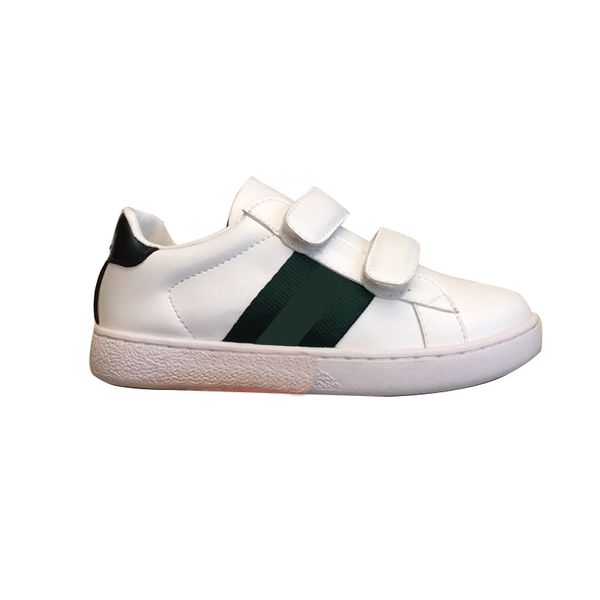 

designer kids sneakers genuine leather two straps shoes with original box lamb skin lining white black classic comfort eu26-35, Black;red