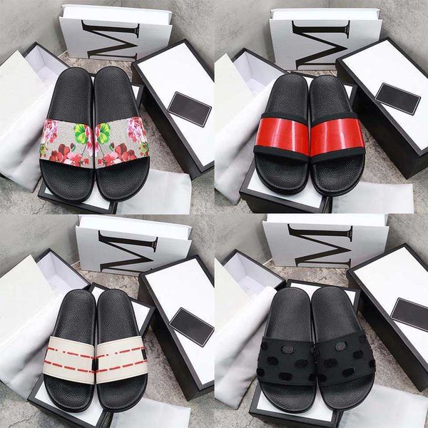 

classics sandals designer slippers slides floral brocade gear bottoms flip flops men women striped beach causal slipper home011 01, Black