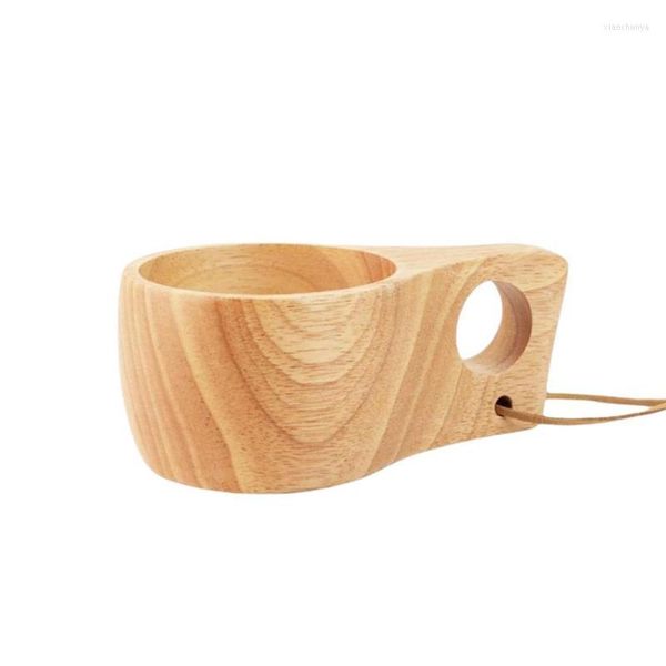 Кружки северный стиль Kuksa деревянная стакана кофейная кружка резиновая древесина пить для чайного молока рюкзак