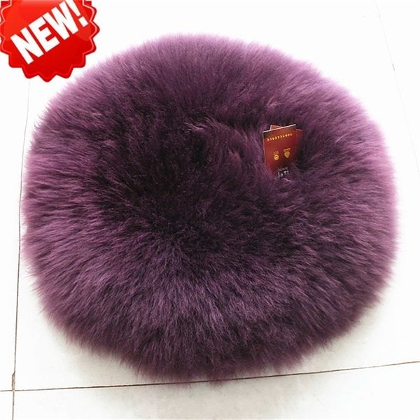 Almofada luxuosa da almofada do assento de lã de pele de carneiro redonda Cadeira de piso de pele real 30 35 40 45cm 201009