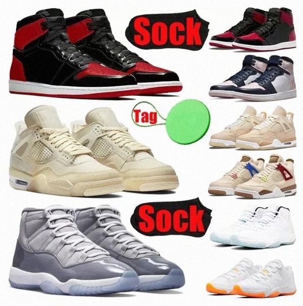 

2022 designer 1 1s high basketball shoes bred patent dark mocha unc university blue 4 4s black cat red thunder bred 11 11s cool grey anfr6e#