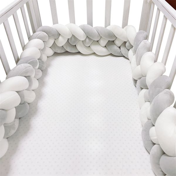 

2m/2.2m/3m/3.6m 4 knotted crib bumpers nursery decor for babies cot bed barriers baby room pillow protector 220808