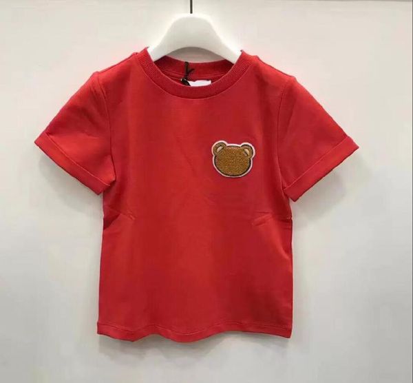 

kids cotton t-shirts short sleeve tees boys girls children casual letter printed with bear pattern t shirts pullover size 90-130cm, Blue
