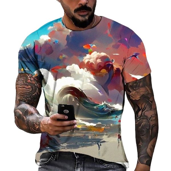 

men's tee t shirt 3d print graphic round neck casual daily 3d print short sleeve fashion designer cool comfortable black 50ag#, White;black