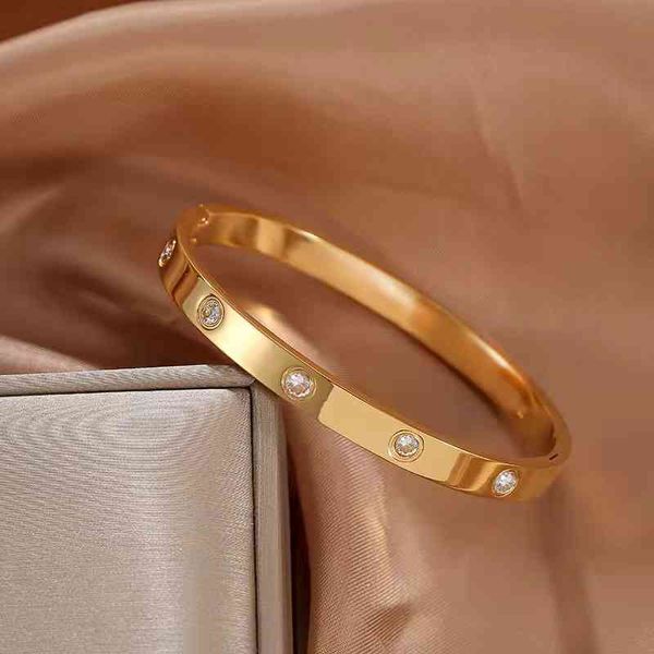 

designer new fashion 18k rose gold ten diamond bracelet female open lover bracelet ins non fading hand jewelry trend c home, Black