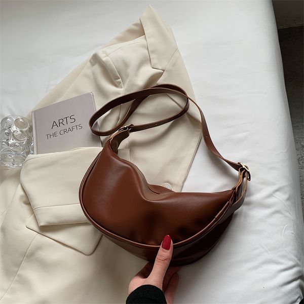 

women 4 colours bags plain pu half moon crossbody and shoulder fashion