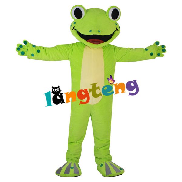 Maskottchen-Puppenkostüm 931 Grüner Frosch-Maskottchen-Kostüm für Erwachsene, Cartoon-Charakter-Outfit, Anzug für den Urlaub