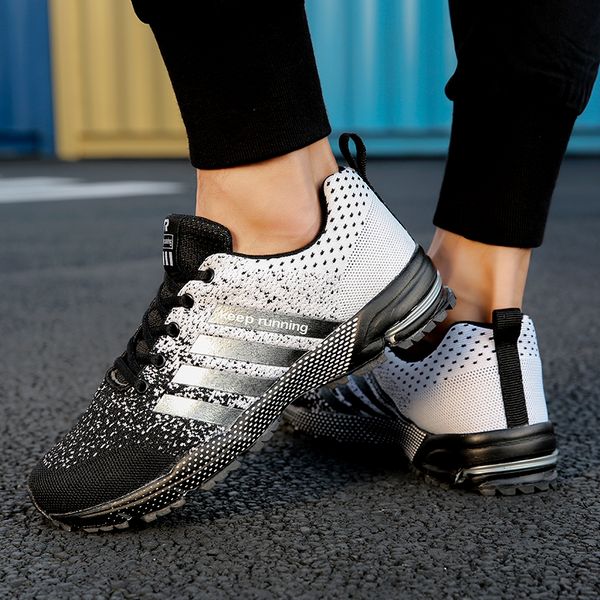 

men sneakers mesh breathable running sport shoes comfortable non slip stable shock light women basket homme big size 220719, Black