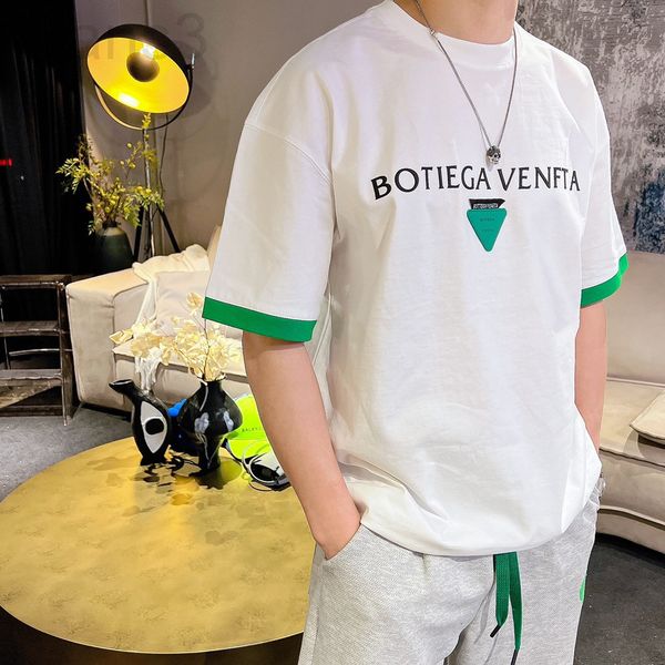 

men's t-shirts designer guangzhou short sleeved men's european goods light luxury fashion brand large double mercerized cotton t-s, White;black