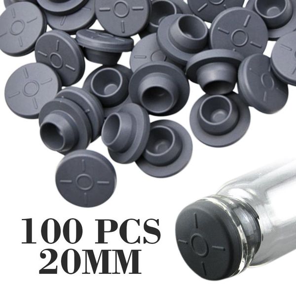 Barattoli per bottiglie di stoccaggio 100 pezzi Tappo in gomma butilica da 20 mm per fiale Sigillatura tappo per iniezione Colore grigio