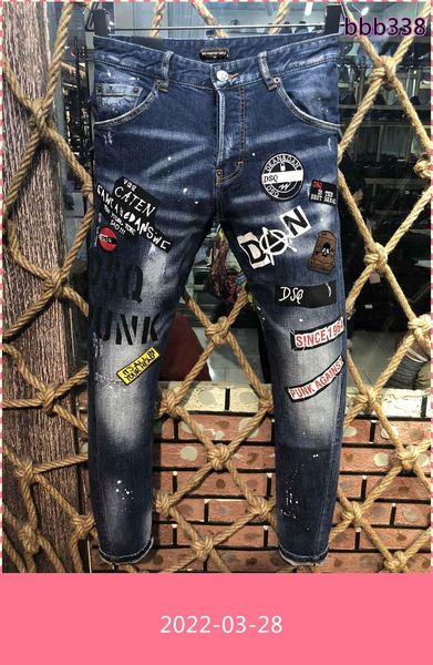 

jeans dsq phantom turtle classic fashion man hip hop rock moto mens casual design ripped distressed ski dsquare 2 dsquareds dsq2s dsqs udi, Blue